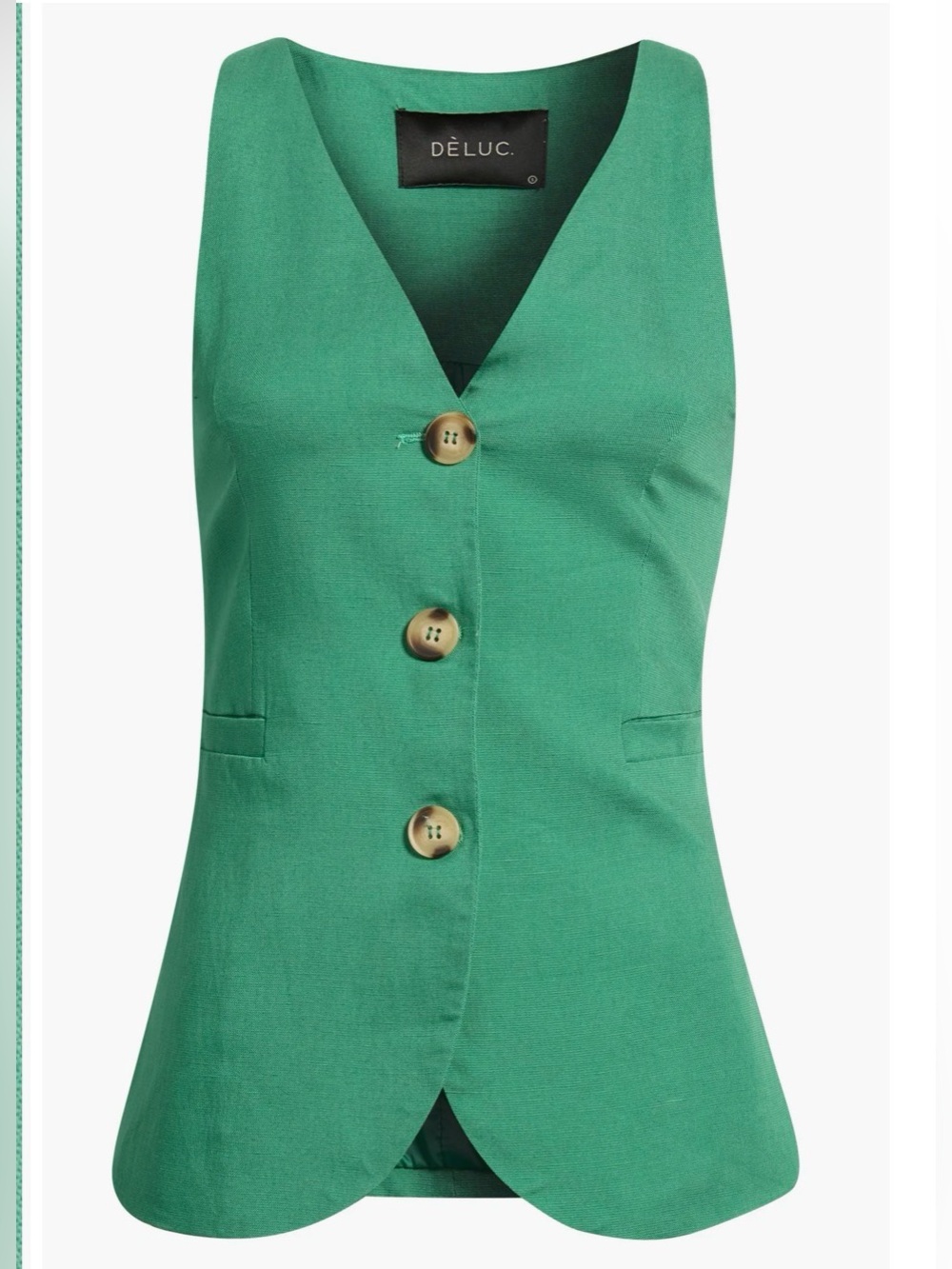 Deluc Emerald Green Sleeveless V-Neck Vest